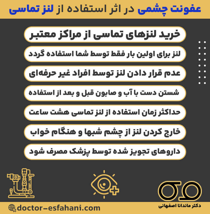 راهنمای عفونت چشم دراثر لنز